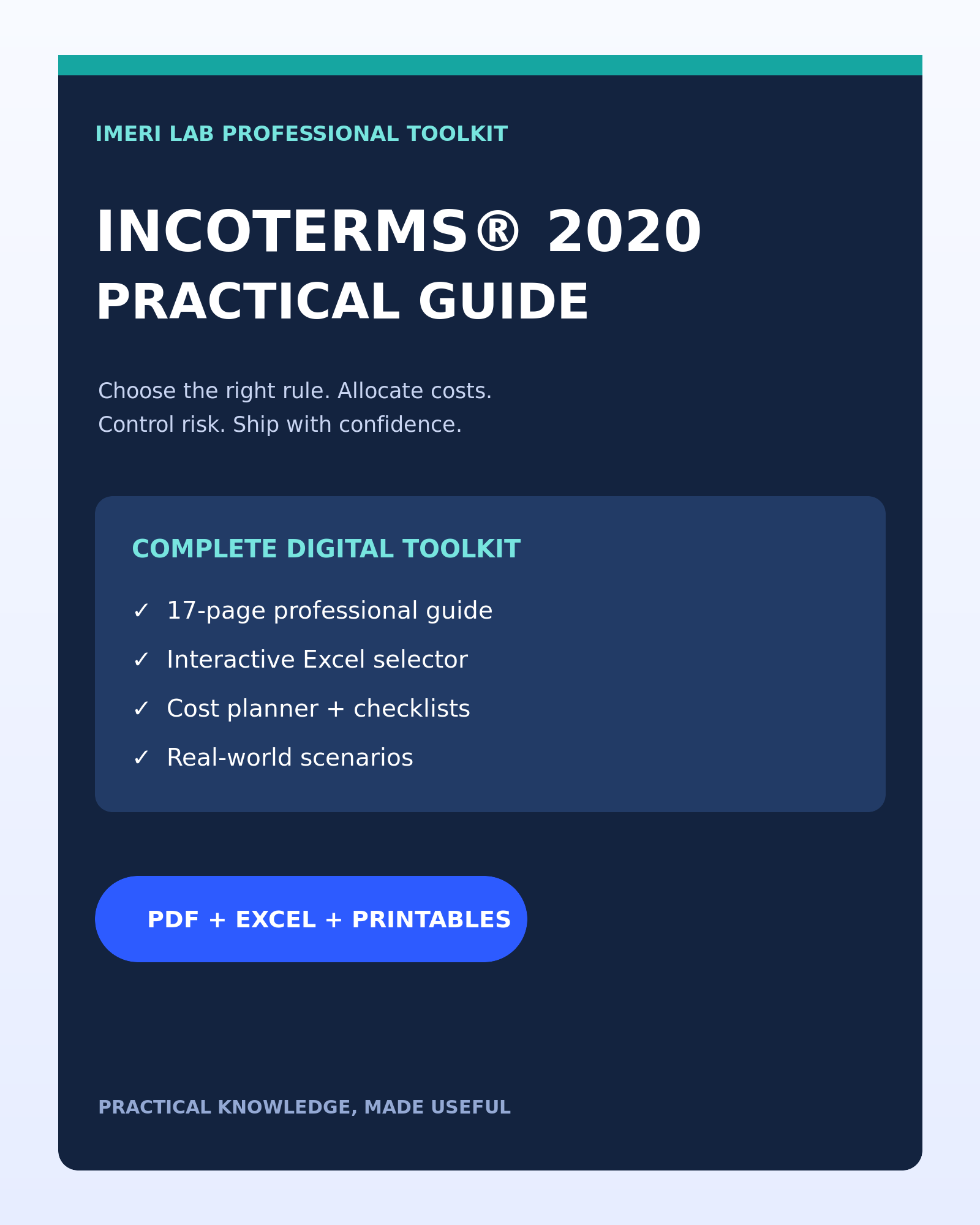 Incoterms® 2020 Practical Guide & Excel Toolkit digital toolkit cover